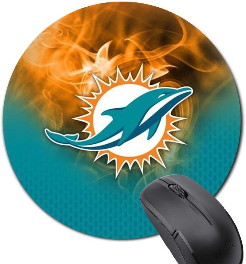 ZYJTEK Sports Round Mouse Pad,Blue Black Design Non-Slip Rubber Base Mousepad for Computers Laptop Desk,Gaming Mouse Mat for Football Fans - Image 2